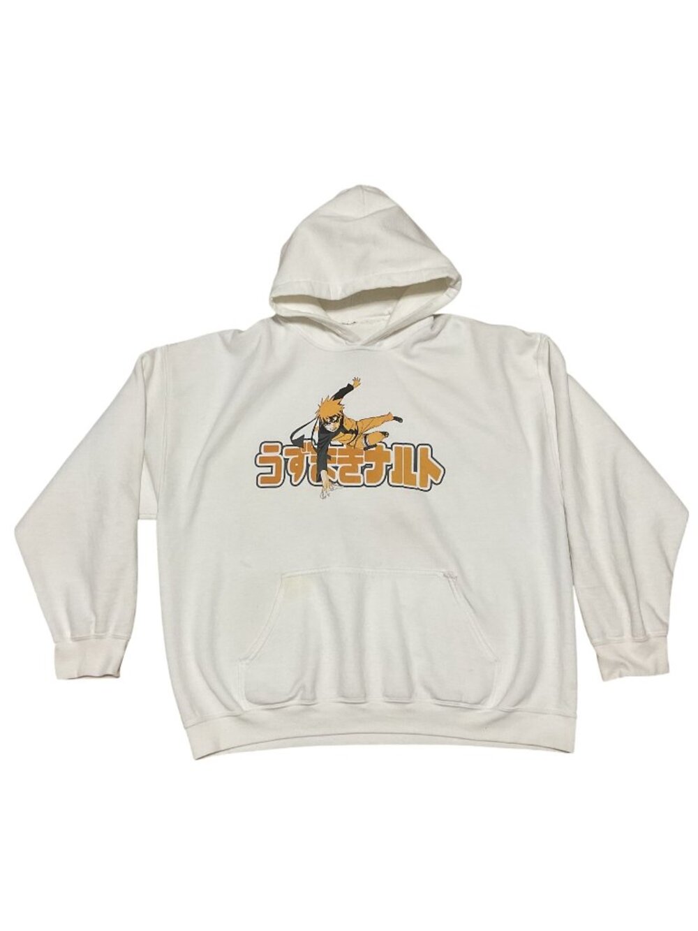 Naruto Shippuden Uzumaki Graphic Hoodie Off White 2X Anime Tornado